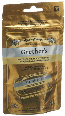 GRETHERS Pastiglie al fiore di sambuco senza zuccheri - Rifornimento bottiglia 110 g