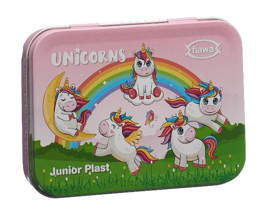 FLAWA Junior Plast Strips Unicorns Tin Box 20 Stk