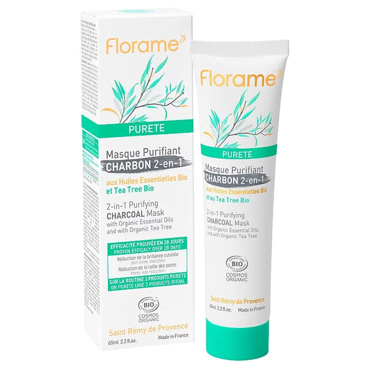 FLORAME - Masque charbon purifiant 2-en-1 - Détoxifiant & Éclat pour une Peau Radieuse ✨🖤