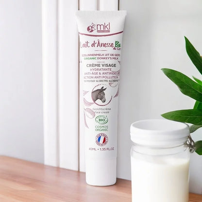 MKL VERT NATURE - Crème pour le visage au lait d'ânesse bio - Éclat radieux (40 ml) - Rajeunissez votre peau avec le meilleur de la nature 🌼💧