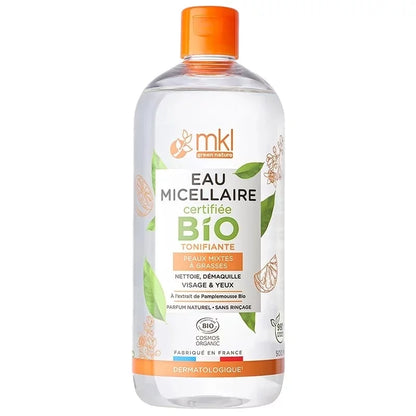 MKL GREEN NATURE - Eau Micellaire Tonifiante à l'Extrait de Pamplemousse Bio (500ml) - Nettoie & Illumine pour une Peau Éclatante ! 🍊💧✨