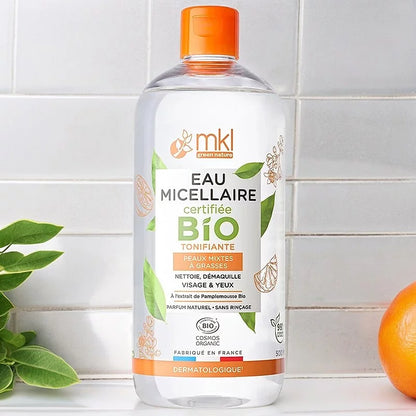 MKL GREEN NATURE - Eau Micellaire Tonifiante à l'Extrait de Pamplemousse Bio (500ml) - Nettoie & Illumine pour une Peau Éclatante ! 🍊💧✨