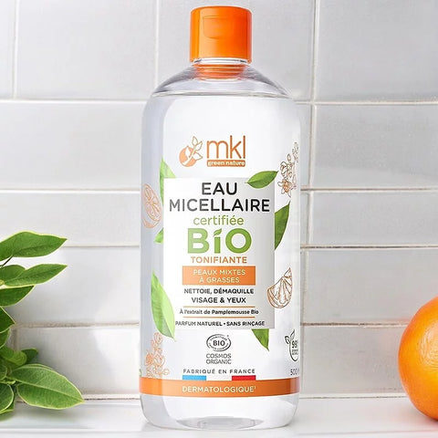 MKL GREEN NATURE - Eau Micellaire Tonifiante à l'Extrait de Pamplemousse Bio (500ml) - Nettoie & Illumine pour une Peau Éclatante ! 🍊💧✨