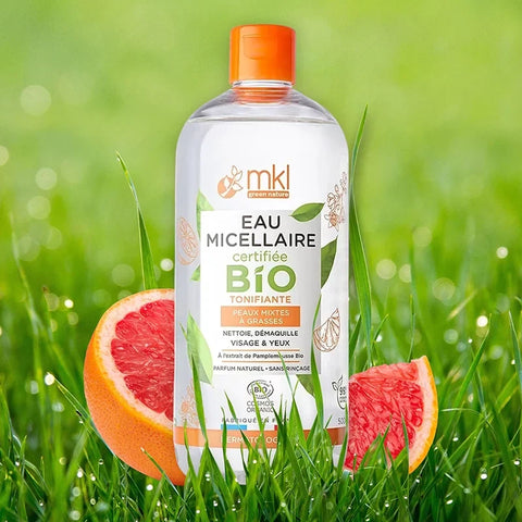 MKL GREEN NATURE - Eau Micellaire Tonifiante à l'Extrait de Pamplemousse Bio (500ml) - Nettoie & Illumine pour une Peau Éclatante ! 🍊💧✨