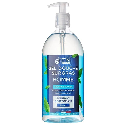 MKL GREEN NATURE - Gel doccia energizzante marino per uomo (1 L) - Rinvigorisci i sensi!