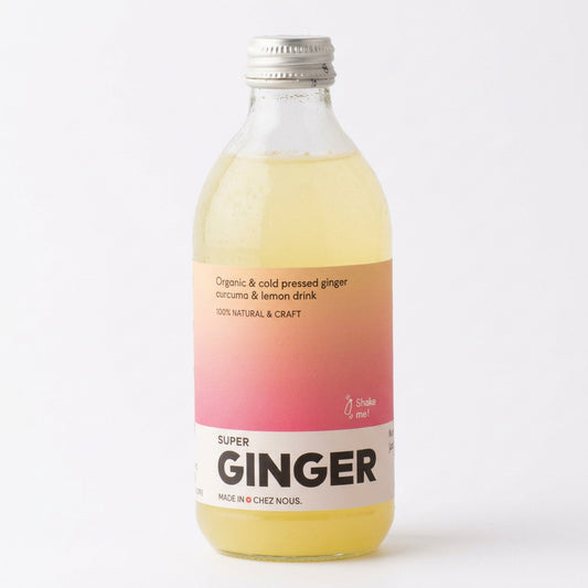 Bio Super Ginger — Gingembre, Curcuma, Citron — Bouteille en verre 330 ml
