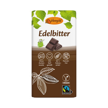 BIRKENGOLD Edelbitter-Schokolade, 85 %, zuckerfrei, konventionell, 100 g
