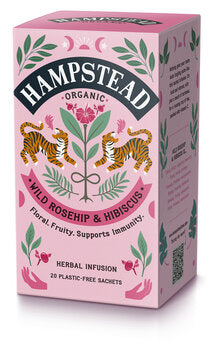 HAMPSTEAD TEA Tè alla Rosa Canina Selvatica e Ibisco in bustine 20 pezzi