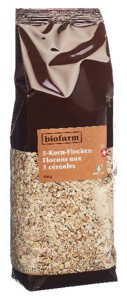 BIOFARM 5 Korn Flocken Knospe Btl 500 g