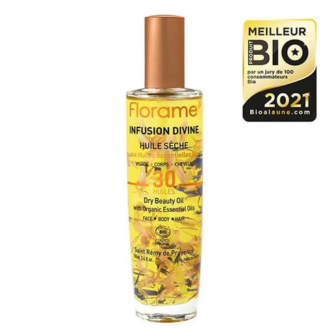 FLORAME - Huile sèche à infusion divine avec 30 huiles - Nourrir et rayonner