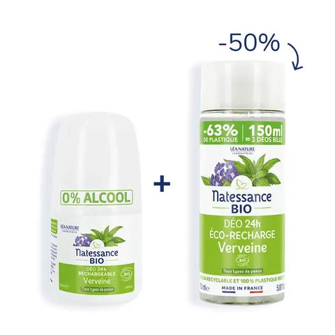NATESSANCE - 🌿 24 h Aloe vera Déodorant rechargeable duo - Rafraîchissant et éco-responsable! 🌱✨