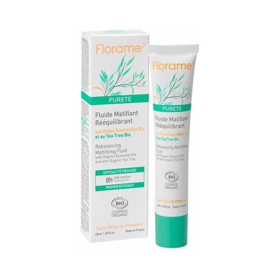 FLORAME - Fluide matifiant équilibrant biologique - Contrôlez la brillance et adoptez la fraîcheur !