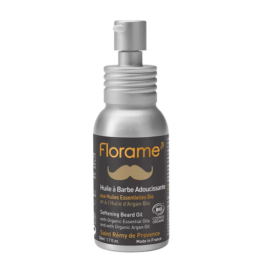 FLORAME - BIO Huile adoucissante pour barbe pour hommes - Nourrir et coiffer votre barbe ! 🌿✨
