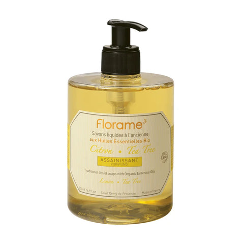 FLORAME - Bio-Flüssigseife im alten Stil, desinfizierend, Zitrone-Teebaumöl-Duft - Natürlich sauber und erfrischend! 🍋🧼✨