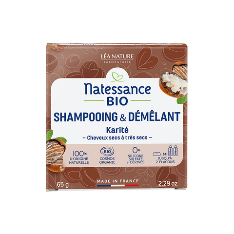 NATESSANCE - Shampooing solide biologique au beurre de karité et démêlant - Nourrissez naturellement vos cheveux ✨🌱