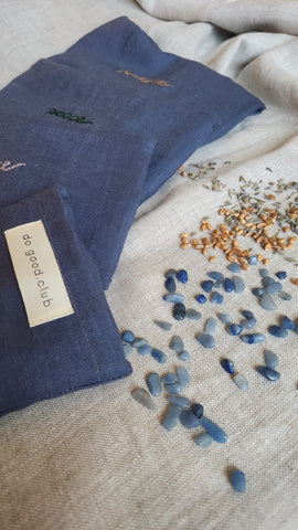 Coussin pour les yeux en lin avec lavande et aventurine bleue - Paix