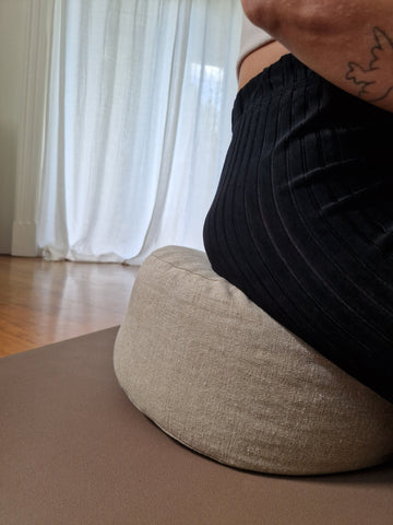 Coussin de méditation rond – Lin naturel