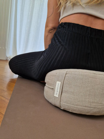 Coussin de méditation rond – Lin naturel