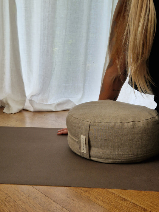 Meditationskissen Rund – Leinen Natur