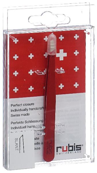 RUBIS Pinzetta Inclinata Rossa Inox