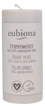EUBIONA CANDLES Candela a colonna Cera di colza Grigio chiaro 50x110 mm 1 pezzo