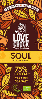 LOVECHOCK Soul Bar Cioccolato fondente 75% Caramello al sale marino 70g