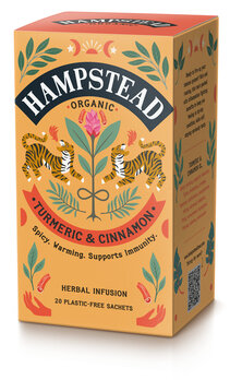 HAMPSTEAD TEA Tè alla curcuma e cannella in confezione da 20 bustine