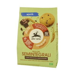 Alce Nero Frollini - Halb-Vollkorn Kekse mit Schokotropfen, EU Bio 250g