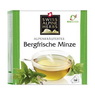 Swiss Alpine Herbs Bergfrische Minze, Kräutertee, Bio Knospe Schweiz 14 Btl