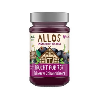 Allos Frucht Pur Schwarze Johannisbeere Fruchtaufstrich, EU Bio 200g