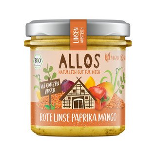 Allos Linsen-Aufstrich Rote Linse Paprika Mango, EU Bio 140g