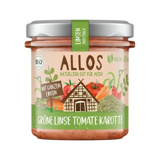 Allos Linsen-Aufstrich Grüne Linse Tomate Karotte, EU Bio 140g