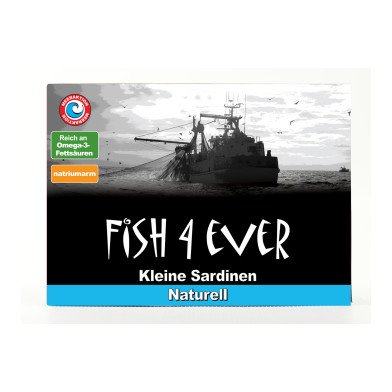 Fish4Ever Kleine Sardinen naturell, Wildfang/-sammlung 125ml