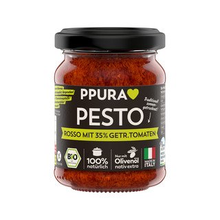 PPura Pesto Rosso mit 35% sonnengetrockneten Tomaten, CH-Bio 120 ml