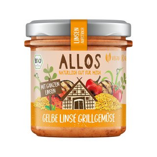 Allos Linsen-Aufstrich Gelbe Linse Grillgemüse, EU Bio 140g