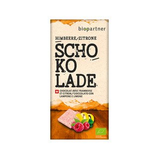 Bio Partner Schokolade weiss mit Himbeere und Zitrone, CH Bio 75g