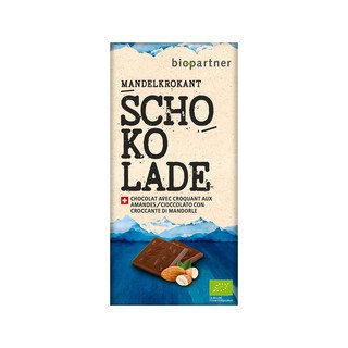 Bio Partner Milchschokolade mit Mandelkrokant, CH Bio 75g