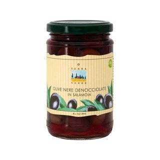 Terra Verde Entkernte schwarze Oliven in Salzlake, EU Bio 280ml