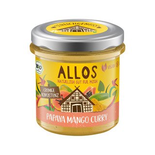 Allos Streichgenuss Papaya Mango Curry, mit Auberginemit Mango, Papaya und Currypulver, EU Bio 140g