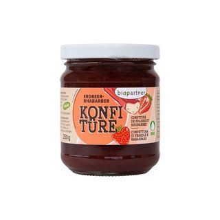 BIO PARTNER Erdbeer-Rhabarber-Konfitüre, Bio Knospe 250 g