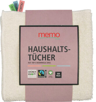 MEMO Chiffons de nettoyage ménager – Pack de 3 pièces