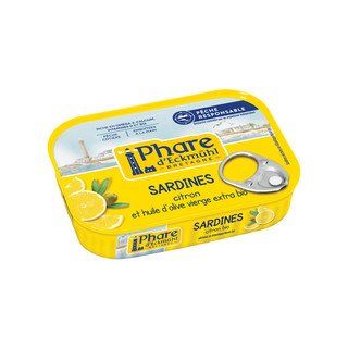 Sardine Phare d'Eckmühl in olio extravergine d'oliva biologico e limone, senza certificazione 135 g