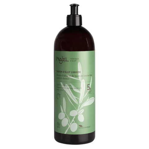 Flüssige BIO-Aleppo Seife mit Olive & 5% Lorbeer - 1l - Najel