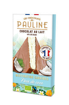 LES CHOCOLATS DE PAULINE Tafel Schokolade Milch Kokofüllung 92g