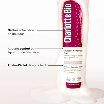 Crème Nettoyante Visage Organique Éclat 150 ml