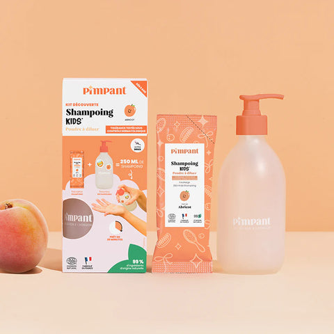 PIMPANT – Kids Apricot Powder-to-Liquid Shampoo Discovery Kit (1 Bottle + 1 Refill)