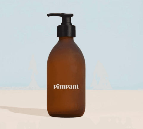 Refillable Amber Glass Bottle with Black Pump (300ml)