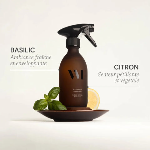 Multi-Surface Glass Bottle Cleaner – Lemon & Basil, 290 mL