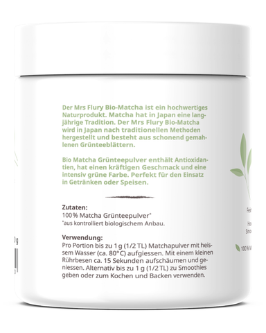 Mrs Flury Organic Matcha Powder – 100 g