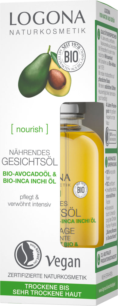 LOGONA NOURISH Nourishing Facial Oil organic avocado & organic Incha Inchi oil